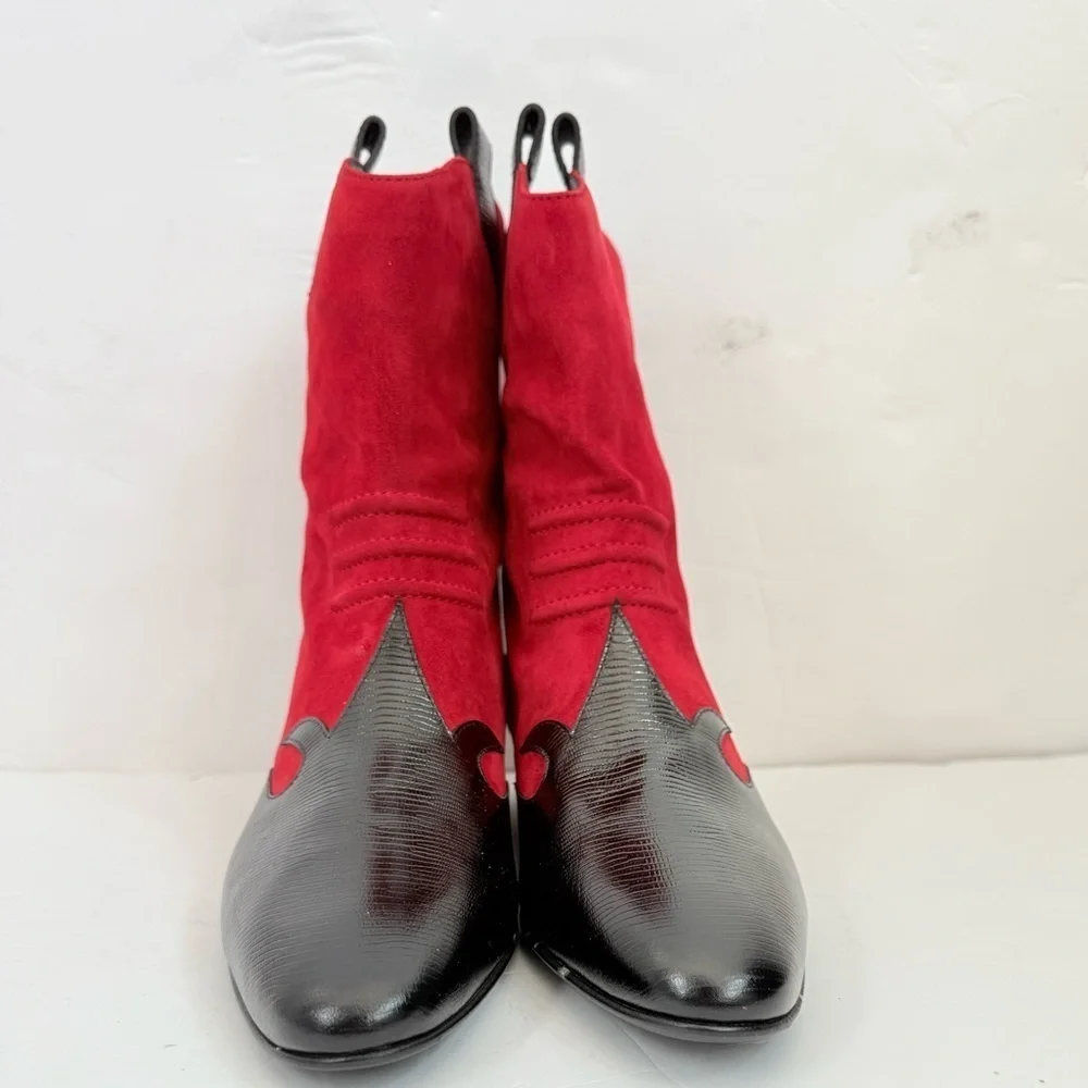 Giuseppe Zanotti Mascolina 30 Tubo Red Suede Black Leather cowboy Boots EU 40